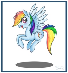 Size: 1978x2100 | Tagged: safe, artist:steffy-beff, rainbow dash, pegasus, pony, g4, female, flying, looking up, mare, signature, smiling, solo, wingding eyes