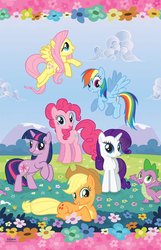 Size: 1029x1600 | Tagged: safe, applejack, fluttershy, pinkie pie, rainbow dash, rarity, spike, twilight sparkle, g4, official, mane seven, mane six, merchandise, table cover