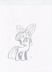 Size: 762x1049 | Tagged: safe, artist:digitaldomain123, apple bloom, g4, female, monochrome, solo, traditional art