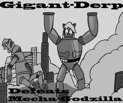 Size: 1024x853 | Tagged: safe, artist:peppermintflux, derpy hooves, pegasus, pony, g4, female, gigantor, godzilla, godzilla (series), mare, mecha, mechagodzilla, ponified, tetsujin 28, tetsujin 28-go