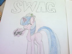 Size: 1024x768 | Tagged: safe, artist:xgorillazgirlx, oc, oc only, pony, unicorn, glasses, photo, solo, swag, traditional art