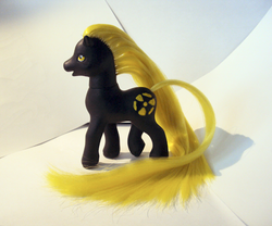 Size: 500x415 | Tagged: safe, artist:valurauta, oc, oc only, earth pony, pony, g2, customized toy, irl, open mouth, photo, solo, tail