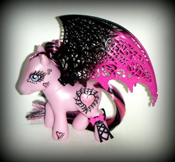 Size: 900x836 | Tagged: safe, artist:kalavista, g3, draculaura, irl, monster high, photo, ponified, toy