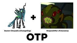 Size: 1920x1080 | Tagged: safe, queen chrysalis, g4, blorgulax, futurama, joke shipping, male, murder on the planet express, otp, shapeshifter