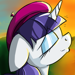 Size: 800x800 | Tagged: safe, artist:ask-mademoiselle-rarity, rarity, pony, unicorn, ask mademoiselle rarity, g4, beret, eyes closed, female, hat, solo, tumblr