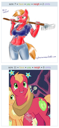 Size: 264x570 | Tagged: safe, big macintosh, earth pony, anthro, g4, exploitable meme, juxtaposition, juxtaposition win, macareina, meme, rule 63