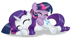 Size: 1280x694 | Tagged: safe, artist:aleximusprime, part of a set, rarity, twilight sparkle, pony, unicorn, g4, cuddling, female, lesbian, mare, ship:rarilight, shipping, simple background, sleeping, snuggling, transparent background, unicorn twilight