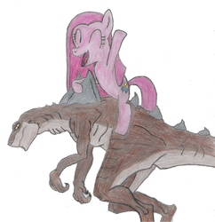 Size: 968x1000 | Tagged: safe, pinkie pie, earth pony, pony, g4, crossover, giant pony, godzilla (tristar), pinkamena diane pie, zilla