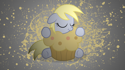 Size: 1280x720 | Tagged: safe, artist:aleksa0rs1, derpy hooves, pegasus, pony, g4, cute, female, giant muffin, mare, muffin, solo, vector, wallpaper