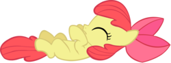 Size: 4884x1804 | Tagged: safe, apple bloom, earth pony, pony, g4, eyes closed, female, filly, foal, on back, simple background, sleeping, solo, transparent background, vector