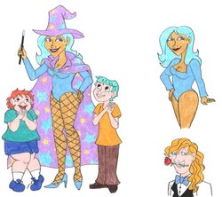 Size: 949x841 | Tagged: safe, artist:brensey, prince blueblood, snails, snips, trixie, human, g4, humanized, trixie's fans
