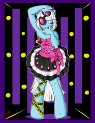 Size: 850x1100 | Tagged: safe, artist:kamicheetah, artist:s-blackthorne, photo finish, earth pony, anthro, unguligrade anthro, g4, armpits, breasts, clothes, dress, fashion, female, lady gaga, pasties, solo