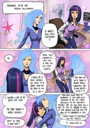 Size: 751x1063 | Tagged: safe, artist:11thinv, artist:grayscaled, princess luna, twilight sparkle, human, g4, comic, humanized