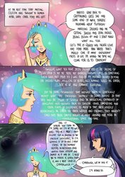 Size: 751x1063 | Tagged: safe, artist:11thinv, artist:grayscaled, princess celestia, twilight sparkle, human, g4, comic, humanized