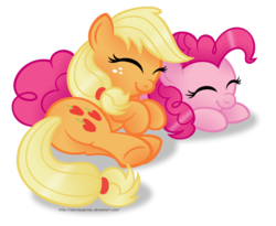 Size: 1024x841 | Tagged: safe, artist:aleximusprime, part of a set, applejack, pinkie pie, g4, cuddling, female, lesbian, ship:applepie, shipping, simple background, sleeping, snuggling, transparent background