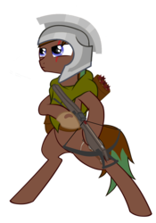 Size: 1024x1461 | Tagged: safe, artist:php50, oc, oc only, pony, bipedal, crossbow, helmet, scar, solo