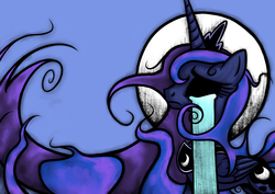 Size: 1754x1240 | Tagged: safe, artist:rambopvp, princess luna, alicorn, pony, g4, crying, female, moon, solo, surreal