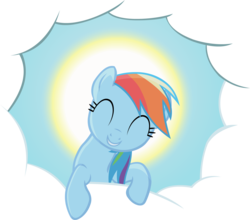 Size: 3474x3051 | Tagged: safe, artist:doctor-g, rainbow dash, g4, cloud, eyes closed, female, grin, smiling, solo, sun
