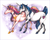 Size: 856x686 | Tagged: safe, artist:miyukitty, princess cadance, shining armor, horse, g4, galloping, messy mane, realistic, running, smiling, trotting