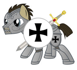 Size: 940x849 | Tagged: safe, artist:php50, pony, armor, cross, maddyson, shield, sir, sire, solo, sword, teutonic knight