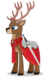 Size: 1280x2133 | Tagged: safe, artist:larsurus, artist:php50, oc, oc only, deer, armor, simple background, sir, solo, sword, transparent background, vector