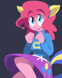 Size: 1024x1280 | Tagged: safe, artist:karzahnii, pinkie pie, equestria girls, g4, my little pony equestria girls, clothes, female, freckles, skirt, solo, sweater, thick eyebrows, wondercolts