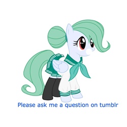 Size: 1024x1024 | Tagged: safe, oc, oc only, oc:sunnyshine, ask, clothes, please, school uniform, solo, text, tumblr
