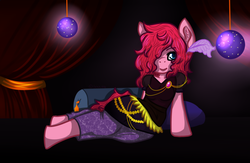 Size: 800x522 | Tagged: safe, artist:soulnik, pinkie pie, earth pony, anthro, g4, clothes, female, gyspy, solo