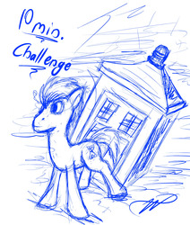 Size: 2490x2937 | Tagged: safe, doctor whooves, time turner, earth pony, pony, g4, doctor who, male, monochrome, sketch, solo, speed challenge, tardis