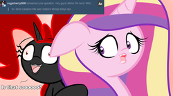 Size: 1280x711 | Tagged: safe, artist:albinon, princess cadance, oc, g4, ask-albino-pie