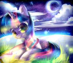 Size: 3500x3043 | Tagged: safe, artist:aquagalaxy, twilight sparkle, g4, cloud, cloudy, female, moon, night, solo