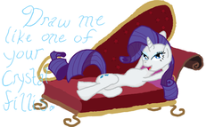 Size: 700x400 | Tagged: safe, artist:wryte, rarity, pony, unicorn, g4, bedroom eyes, couch, draw me like one of your french girls, female, mare, newbie artist training grounds, solo