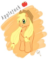 Size: 569x707 | Tagged: safe, artist:babileilei, applejack, g4, female, solo