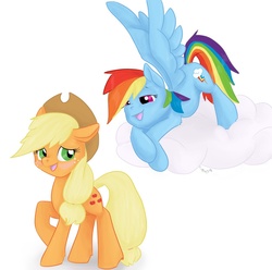 Size: 1000x993 | Tagged: safe, artist:babileilei, applejack, rainbow dash, g4, female, lesbian, ship:appledash, shipping