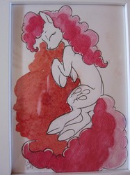 Size: 821x1095 | Tagged: safe, artist:casynuf, pinkie pie, g4, eyes closed, female, frame, photo, solo, traditional art