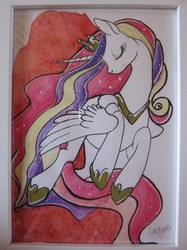 Size: 821x1095 | Tagged: safe, artist:casynuf, princess cadance, g4, eyes closed, female, frame, photo, solo, traditional art