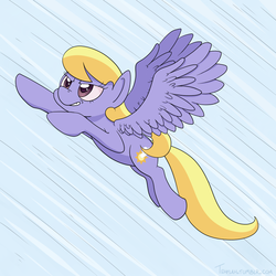 Size: 1000x1000 | Tagged: safe, artist:tehflah, cloud kicker, pony, g4, female, flying, motion lines, rare mare, solo, speed lines, spread wings, wings