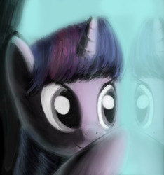 Size: 1114x1191 | Tagged: safe, artist:anticular, twilight sparkle, pony, unicorn, g4, against glass, female, glass, smiling, solo