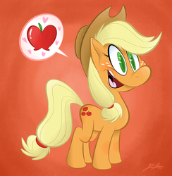 Size: 900x923 | Tagged: safe, artist:redblooper, applejack, g4, female, solo, speech bubble, that pony sure does love apples