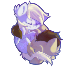 Size: 1708x1656 | Tagged: safe, artist:turrkoise, derpy hooves, doctor whooves, time turner, pegasus, pony, g4, female, male, mare, ship:doctorderpy, shipping, simple background, sleeping, straight, transparent background