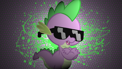 Size: 1280x720 | Tagged: safe, artist:aleksa0rs1, spike, g4, deal with it, glasses, male, paint, solo, vector, wallpaper
