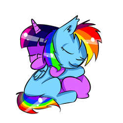 Size: 700x700 | Tagged: artist needed, safe, rainbow dash, twilight sparkle, pegasus, pony, unicorn, g4, eyes closed, female, hug, mare