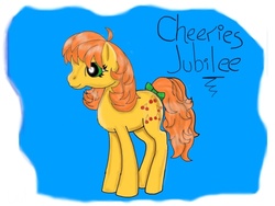 Size: 1024x768 | Tagged: safe, artist:lukamegurinexd, cherries jubilee, g1, female, solo, text