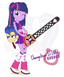 Size: 950x1150 | Tagged: safe, artist:dm29, flash sentry, twilight sparkle, equestria girls, g4, belly button, brad, chainsaw, crossover, disembodied head, female, juliet starling, lollipop chainsaw, male, midriff, nick carlyle, parody, ship:flashlight, shipping, simple background, straight, transparent background, vector, voice actor joke