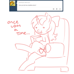 Size: 800x800 | Tagged: safe, artist:redintravenous, oc, oc only, oc:red ribbon, pony, unicorn, book, chair, female, mare, tumblr