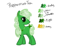 Size: 854x580 | Tagged: safe, artist:arianstar, oc, oc only, oc:peppermint tea, earth pony, pony, reference sheet, solo