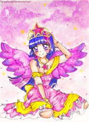 Size: 2204x3030 | Tagged: safe, artist:monicherrie, twilight sparkle, human, g4, clothes, dress, female, humanized, solo, traditional art, twilight sparkle (alicorn), winged humanization