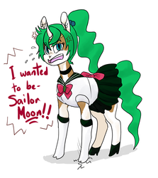Size: 844x947 | Tagged: safe, artist:twitchykismet, oc, oc only, pony, unicorn, crossover, sailor jupiter, sailor moon (series), solo