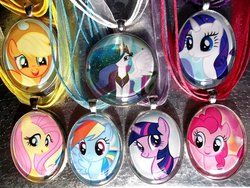 Size: 900x675 | Tagged: safe, artist:blackmanaburning, applejack, fluttershy, pinkie pie, princess celestia, rainbow dash, rarity, twilight sparkle, g4, mane six, pendant