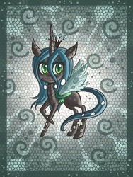 Size: 1200x1600 | Tagged: safe, artist:raptor007, queen chrysalis, changeling, changeling queen, g4, crown, female, jewelry, regalia, solo